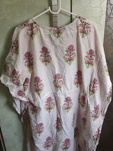 2XL Pure Cotton Pink Kaftan Kurti