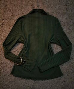 Olive Green Ribbed Turtleneck