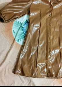 Chic Brown Faux Leather Mini Dress(Unused)