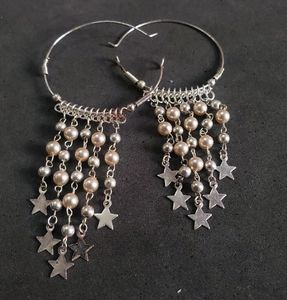 Star Dangle Hoop Earrings