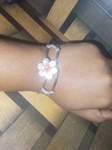 Silver Tone Floral Bangle