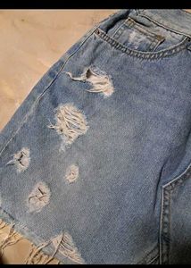 Mini Distressed Denim Skirt