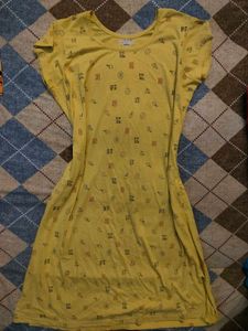 Yellow Graphic Print T-Shirt Dress
