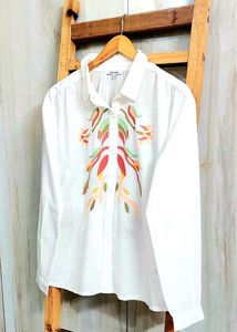 Embroidered White Shirt Size-46-48