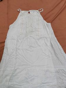 White Halter Nack Dress