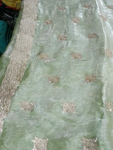 Light Green Embroidered Saree