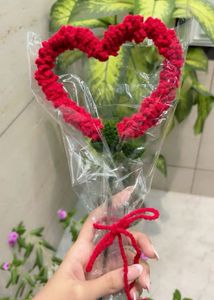 crochet heart bouquet
