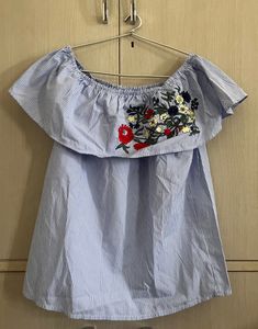 BARE DENIM Off-Shoulder Top
