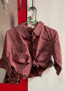 Mauve Cropped Button-Up