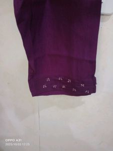 new Purple Roman Silk Embroidered Kurta Set
