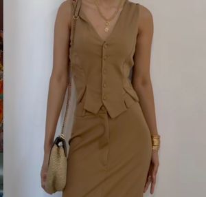 Brown Skirt And Vest Co-ord
