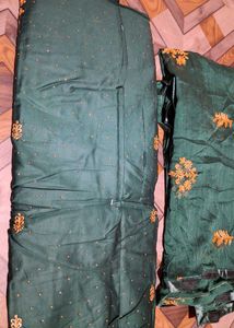 Elegant Green Embroidered Dress Material