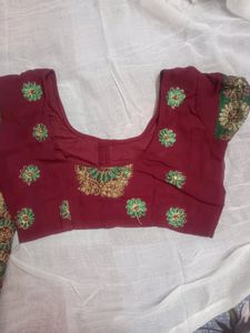 Maroon Lehenga Style Saree With Blouse