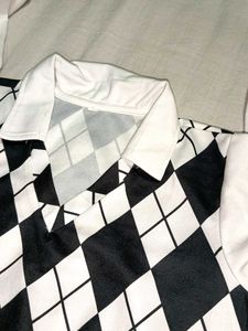 Argyle Print Long Sleeve Top