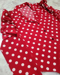 Red Polka Dot Tie Up Top