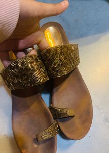 Vintage Brown Wedge Sandals