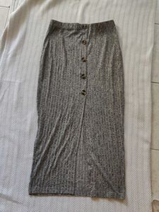 SHEIN Gray Button-Front Midi Skirt
