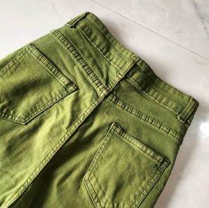 High Waist Green Jeans