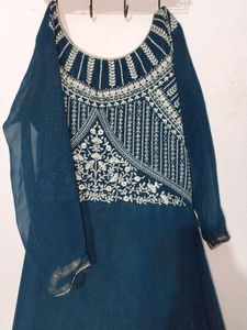 Teal Embroidered Kurti