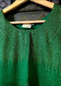 NEW UNUSED VICHITRA SILK Emerald Green Kurta