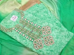 Embroidery Green Suit Material