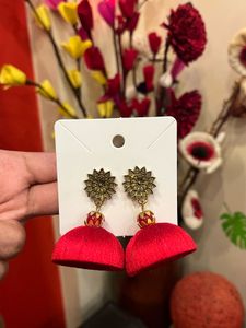 Red Jhumka Earrings
