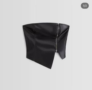 Black Faux Leather Tube Top