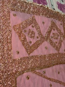 Pink &amp; Gold Embellished Saree