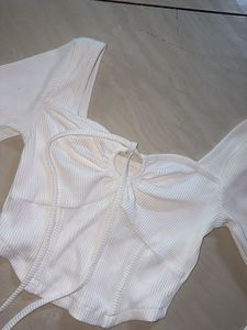 White Long Sleeve Corset style Top