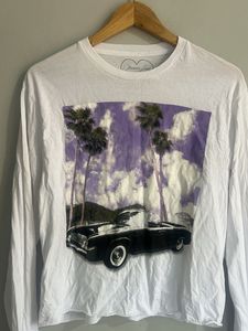 White Graphic Print Long Sleeve Tee
