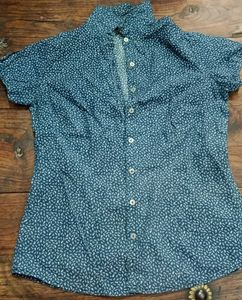 Blue Floral Short Sleeve Button Down
