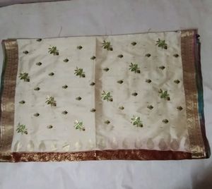 Maroon With Off White Combination Saree