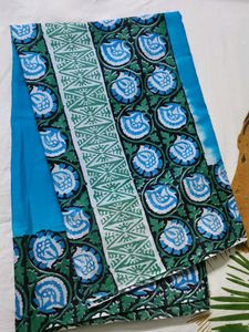 Sky blue Pure Cotton Saree, Office Wear