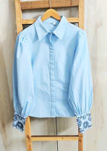 Embroidered sleeve Button-Down Top Size-38-40