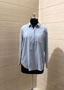 GAP Light Blue Striped Popover Shirt