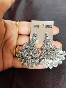 Boho Silver Tone Drop Earrings