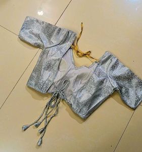 Banarasi silk Padded V Neck  Drawstring Blouse