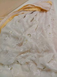 Elegant Off-White Chiffon Dupatta with Intricate