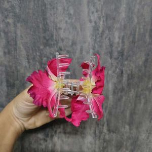 Elegant Pink Flower Hair Claw Clip