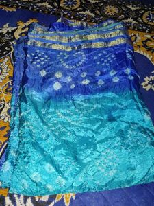 Blue Bandhani Saree