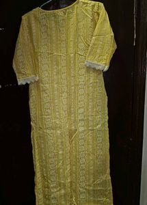 Yellow Embroidered Kurta SIZE 36 TO 38