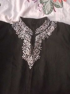 Embroidered Black Kurta