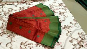 Elegant Red &amp; Green Saree