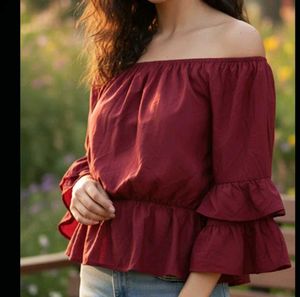 Maroon Off-Shoulder Top