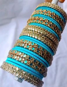 Designed Bangles With Fitting Kundans