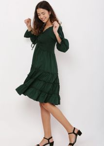 Emerald Green Tiered Mini Dress