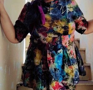 Beautiful Black N Multi Color Top