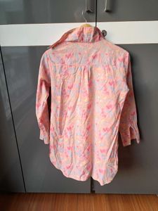 Floral Print Button-Down Shirt Bottom CordSet
