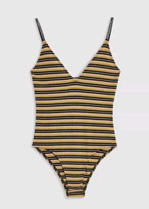 Topshop Sleeveless Bodysuit In Metallic Strap