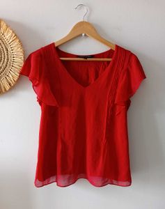 Forever New Red Ruffle Sleeve Top